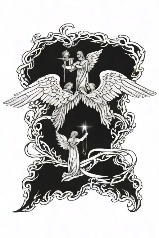 Symbol of loyality, angels trying to break free tattoo design idea