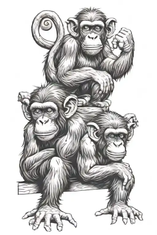 3 wise monkeys tattoo design idea