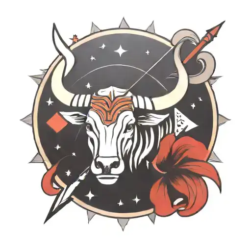Taurus Sagittarius arrow tattoo design idea