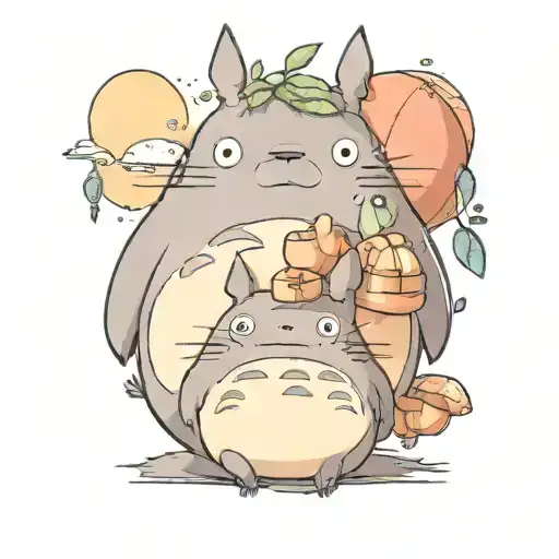 Totoro sibling tattoo basic 2D tattoo design idea