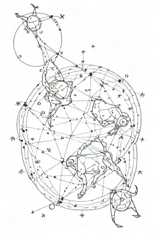 taurus constellation intertwined with Sagittarius constellation tattoo design idea