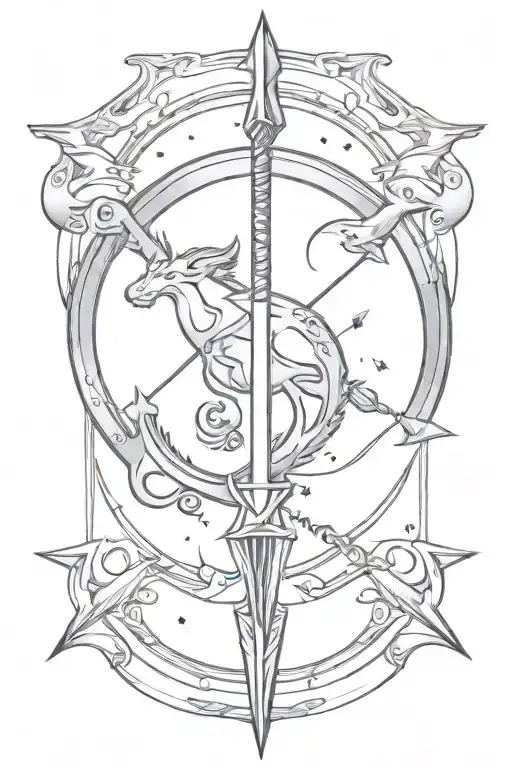 Sagittarius arrow with taurus sign tattoo design idea
