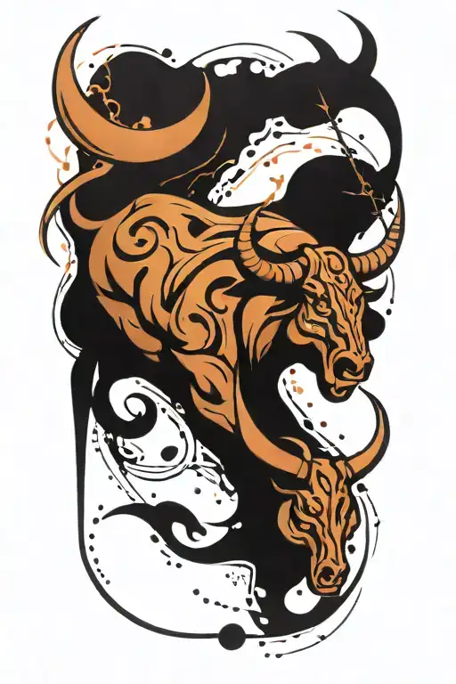 taurus and sagittarius zodiac sign incorporated tattoo design idea