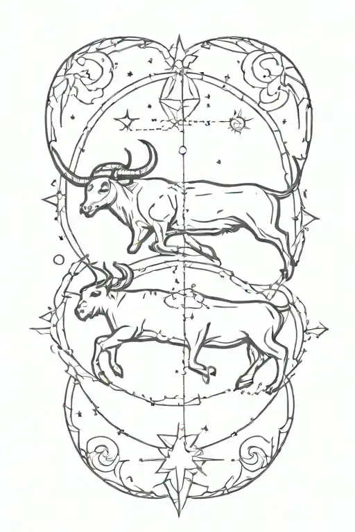 Taurus and Sagittarius constellation tattoo design idea
