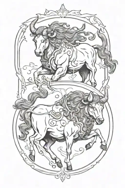 Taurus and Sagittarius tattoo design idea
