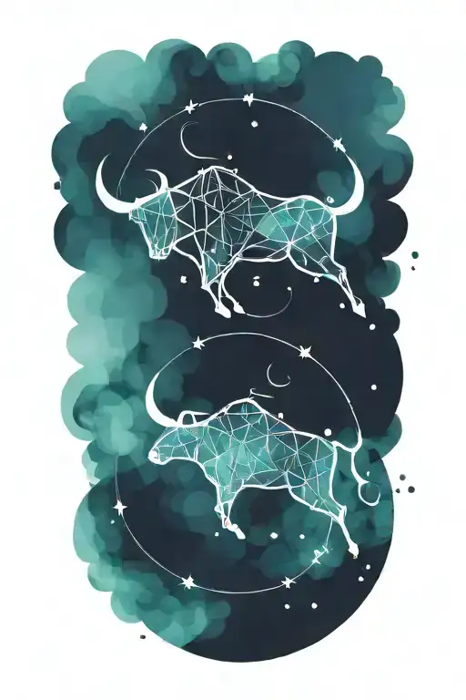 Taurus and Sagittarius constellation no background  tattoo design idea