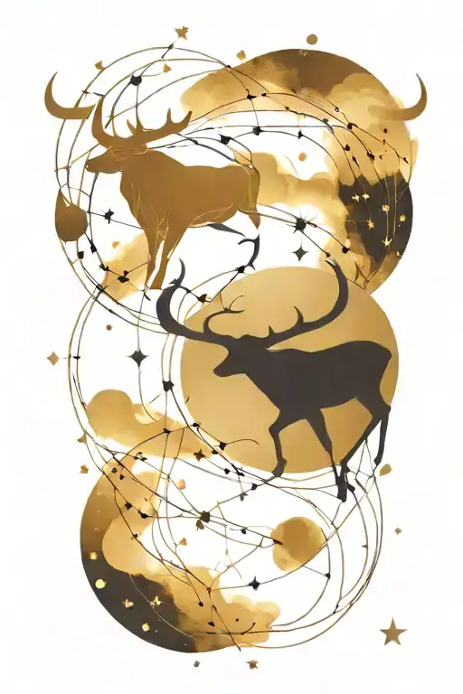 Taurus and Sagittarius constellation no background  tattoo design idea