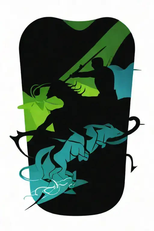 taurus and sagittarius archer riding tattoo design idea