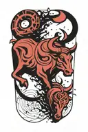 taurus and sagittarius zodiac sign incorporated tattoo design idea