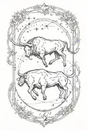 Taurus and Sagittarius constellation tattoo design idea