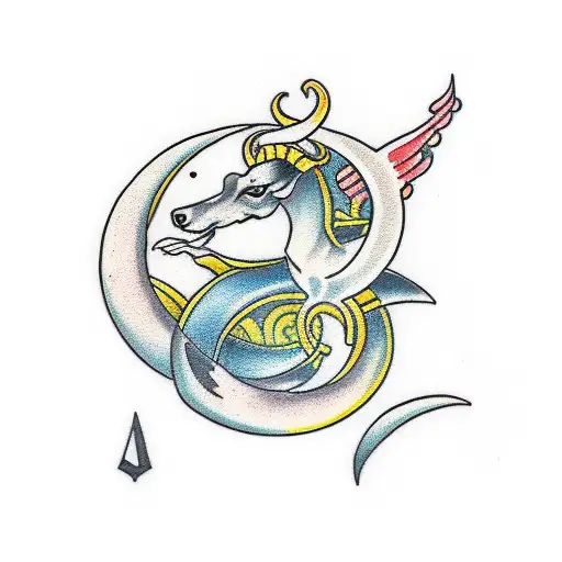 , capricorn moon tattoo design idea