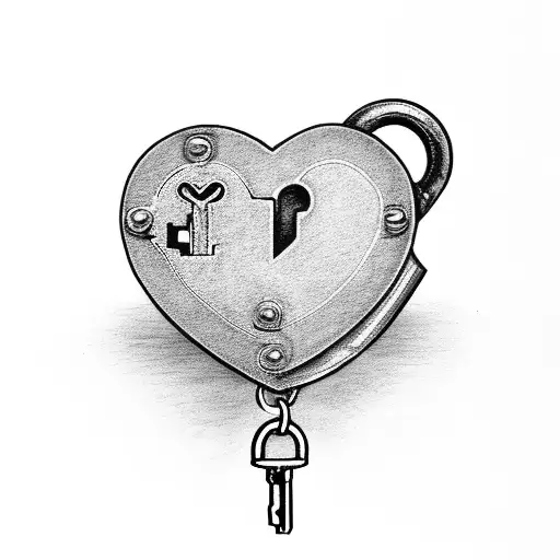 A cute heart-shaped lock and key representing the bond between best friends tattoo design idea