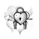 A cute heart-shaped lock and key representing the bond between best friends tattoo design idea