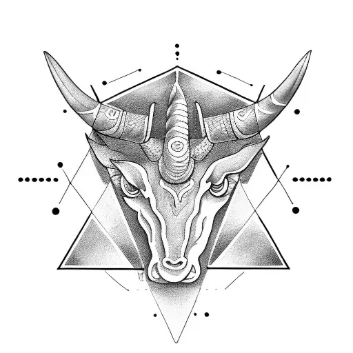 horn in triangle with devil symbols  tattoo design idea