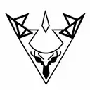deer horns in triangle with devil symbols  tattoo design idea
