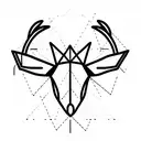 deer horns in triangle with devil symbols  tattoo design idea