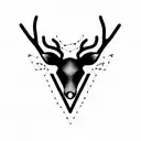 deer horns in triangle with devil symbols  tattoo design idea