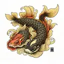 koi fish and dragon tattoo design idea