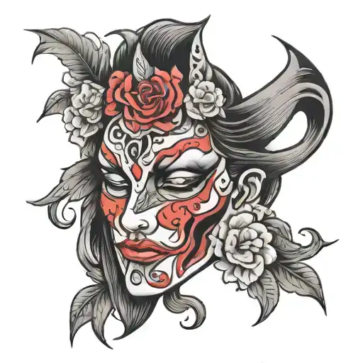 3d mask cry tattoo design idea