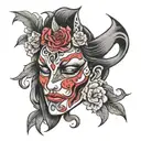 3d mask cry tattoo design idea
