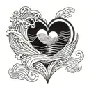 A tattoo of a heart made of waves with the lyrics of Dean Lewis' song incorporated within tattoo design idea