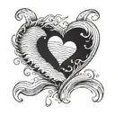 A tattoo of a heart made of waves with the lyrics of Dean Lewis' song incorporated within tattoo design idea