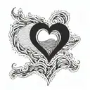 A tattoo of a heart made of waves with the lyrics of Dean Lewis' song incorporated within tattoo design idea