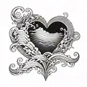 A tattoo of a heart made of waves with the lyrics of Dean Lewis' song incorporated within tattoo design idea