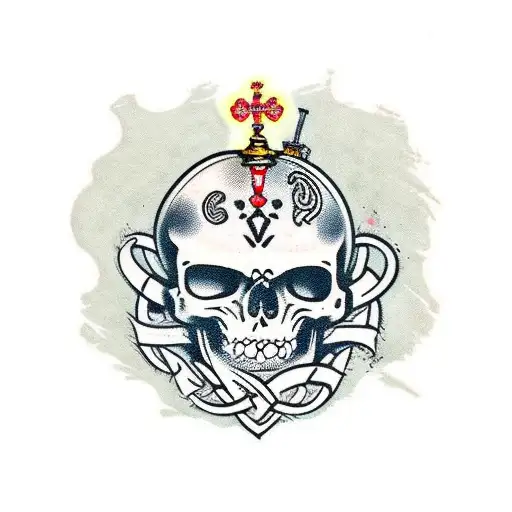 Russian Celtic Punk Scull tattoo design idea