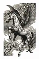 horse wings flying tattoo design idea
