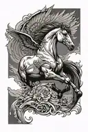 horse wings flying tattoo design idea