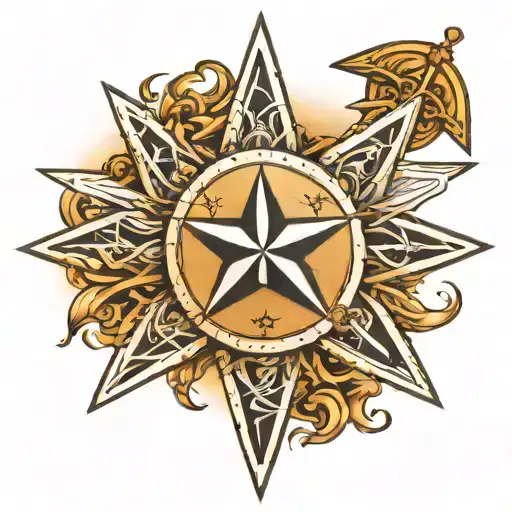 nautical star sign tattoo design idea