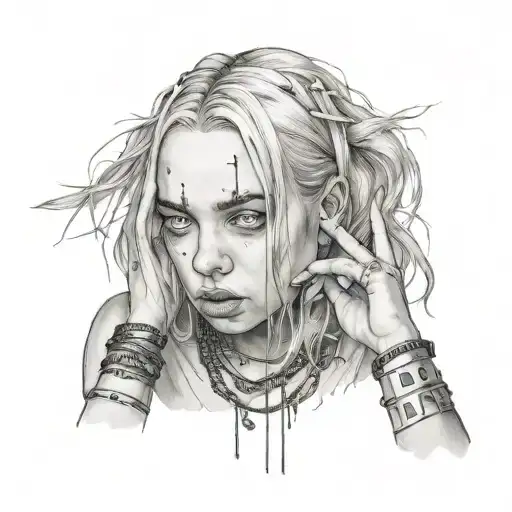 I would really like a tattoo of Billie Eilish and I already have the photo but I want to do something special around her tattoo design idea