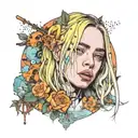 I would really like a tattoo of Billie Eilish and I already have the photo but I want to do something special around her tattoo design idea