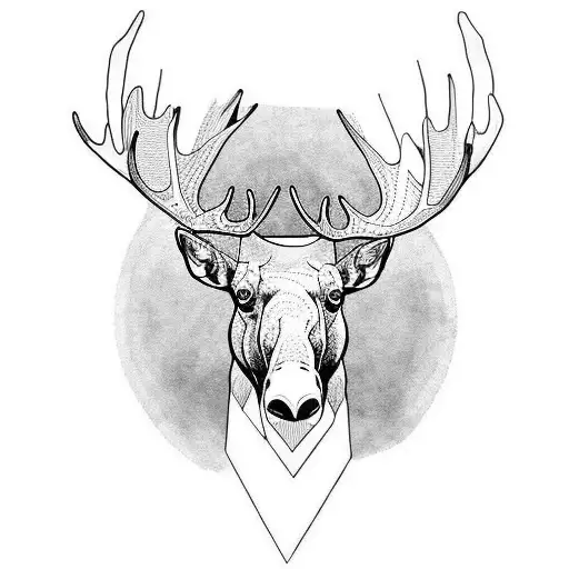 minimalist moose head tattoo design idea