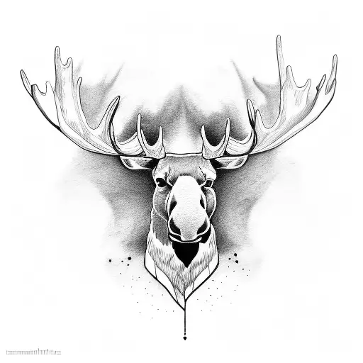 minimalist moose head tattoo design idea
