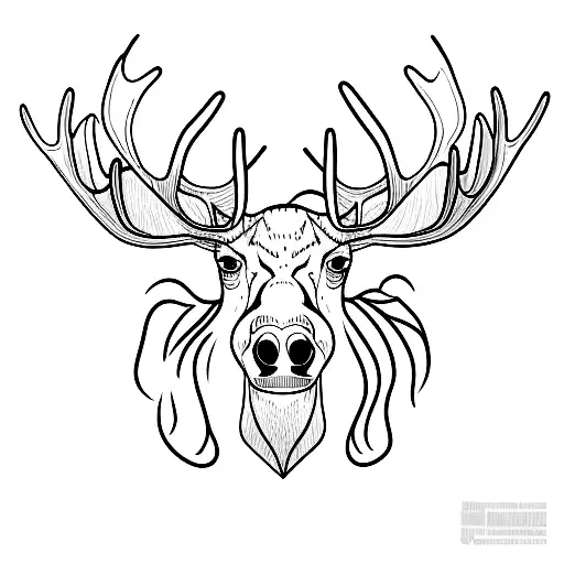 minimalist moose head tattoo design idea