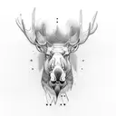 minimalist moose head tattoo design idea