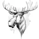 minimalist moose head tattoo design idea