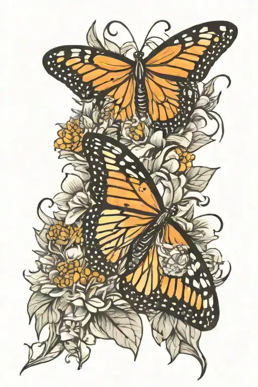 monarch butterfly bee collecting nectar tattoo design idea