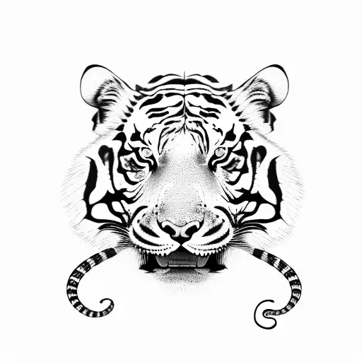 a Chinese tiger, dog, snake, pig, and rat  tattoo design idea