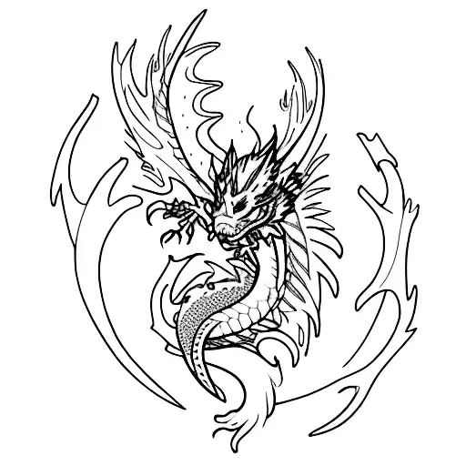 fine line dragon tattoo design idea