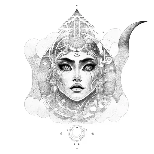 moon mother goddess tattoo design idea