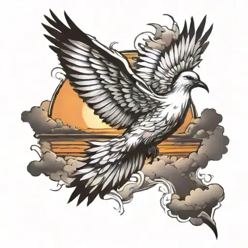 Freedom Dove Sunset Clouds tattoo design idea