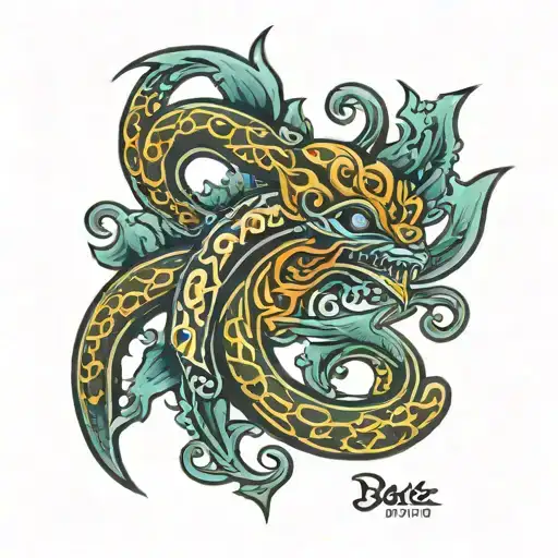 meander, carbon fiber, baja blast tattoo design idea