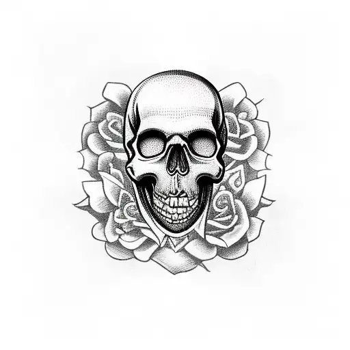 happy skull with timer and momento mori  tattoo design idea