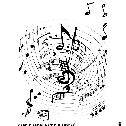 Sheet music with a hidden message or quote about therapy incorporated into the notes tattoo design idea