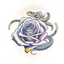 yellow roses background with rattlesnakes dagger foreground  tattoo design idea
