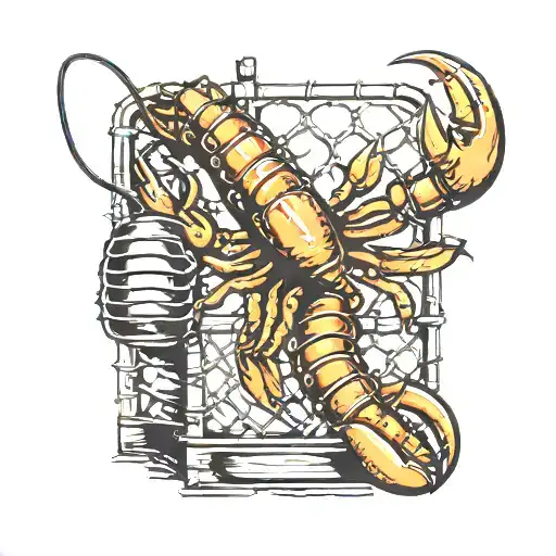 lobster trap and bouy tattoo design idea