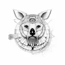 Maya calendar and Australian wildlife tattoo design idea